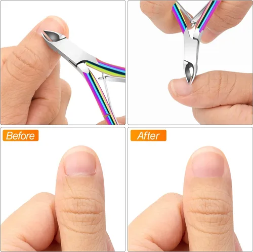 Vista 5 de Paquete de 4 pinzas de cutículas, recortadora de cutículas de acero inoxidable de alta calidad para manicura y pedicura en el hogar, spa/salón