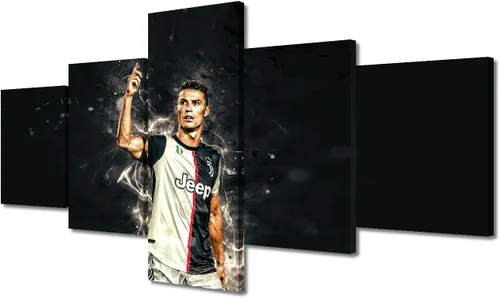 Vista 9 de TUMOVO Lienzo decorativo para pared, cuadro de Cristiano Ronaldo, cuadros de club de fútbol, impresiones en lienzo, póster de arte de pared, arte