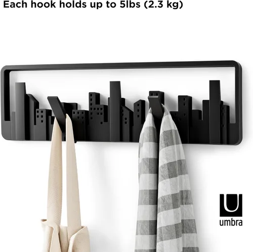 Vista 12 de Umbra Skyline Multi Hook - Arte de pared moderno con ganchos de 5 libras para abrigos, bufandas y bolsos, color gris