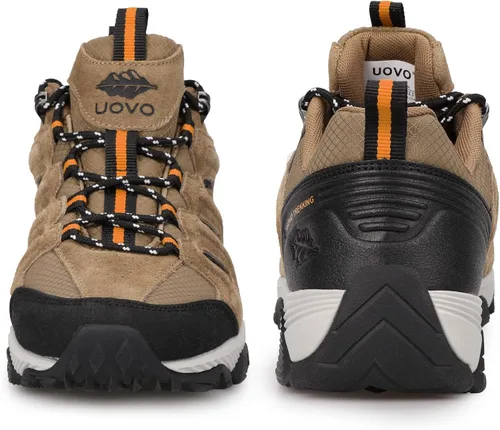 Vista 3 de UOVO Zapatos de senderismo impermeables para hombre, de gamuza de corte bajo, antideslizantes, duraderos, ligeros, transpirables, informales