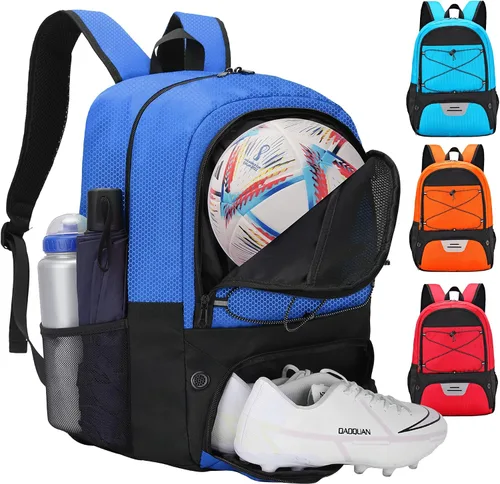 Vista 14 de Hsmihair - Bolsa de fútbol - Mochila de fútbol y mochila para fútbol, voleibol y baloncesto, con compartimento para pelota y tacos separados