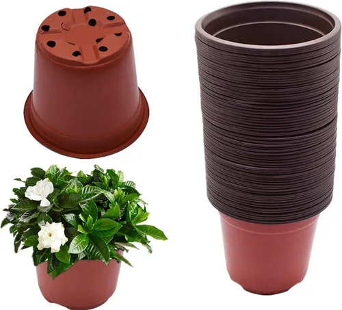 Vista 11 de 100 macetas de plástico para vivero, macetas de plástico reutilizables para suculentas, plántulas, esquejes, trasplante, plántulas con agujeros