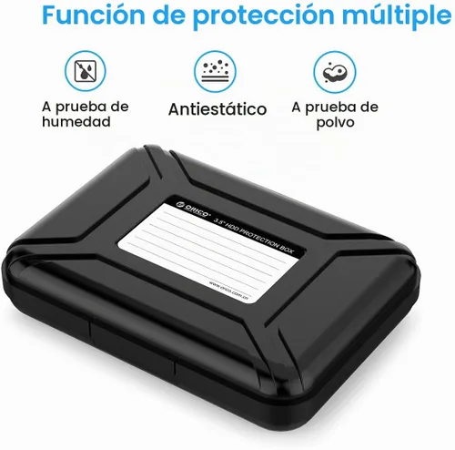 Vista 2 de ORICO Estuche para disco duro de 3.5 pulgadas, funda de transporte para disco duro externo antiestático y a prueba de golpes, compatible con WD