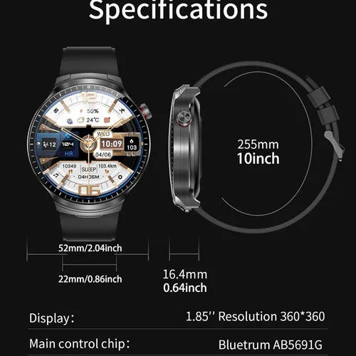 Vista 9 de Reloj inteligente con auriculares Bluetooth, pantalla HD redonda de 1.85 pulgadas, estilo militar, resistente al agua IP67, más de 100 modos