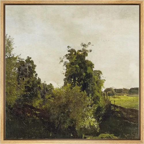 Vista 45 de SIGNWIN Lienzo enmarcado para pared, diseño retro de cielo azul y nube, paisaje, naturaleza, ilustraciones de área silvestre, bellas artes, casa