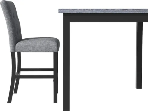 Vista 9 de Elegante juego de mesa de comedor, juego de comedor cuadrado de 5 piezas con altura de mostrador con 4 sillas tapizadas de respaldo alto, diseño