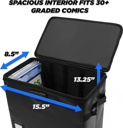 Vista 3 de CASEMATIX Almacenamiento de cómics graduado para 30 cómics graduados CGC, contenedor de cómics resistente al fuego con tres separadores internos