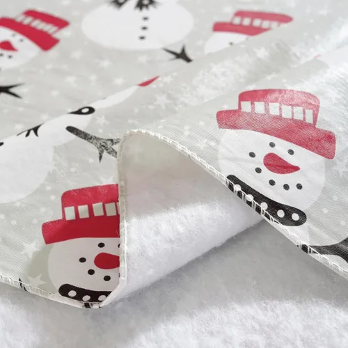 Vista 5 de Mantel de vinilo de muñeco de nieve blanco navideño con reverso de franela, mantel rectangular de PVC, manteles impermeables de Navidad