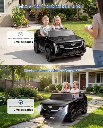 Vista 6 de Firstness Cadillac Escalade IQ Ride on Car de 2 plazas, color negro