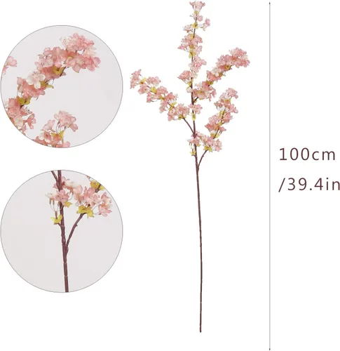 Vista 4 de Ramas artificiales de flor de cerezo, 4 piezas de 39 pulgadas, decoración de flor de cerezo sintética para decoración de mesa de boda, florero
