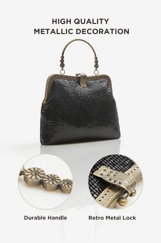 Vista 2 de BABEYOND Bolsos de mano para mujer bolso de noche formal metálico con cuentas para boda fiesta de graduación de los años 20