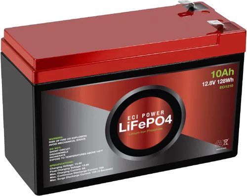 Vista 8 de ECI Power Batería recargable de litio LiFePO4 de ciclo profundo de 12 V 5 Ah 2000-5000 ciclos de vida útil y 10 años de vida BMS integrado