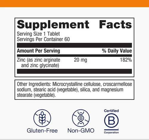 Vista 4 de Metagenics Zinc A.G. - Altamente absorbible - 20 mg de zinc - para apoyo inmunológico, salud ósea y metabolismo energético* - Arginato de zinc
