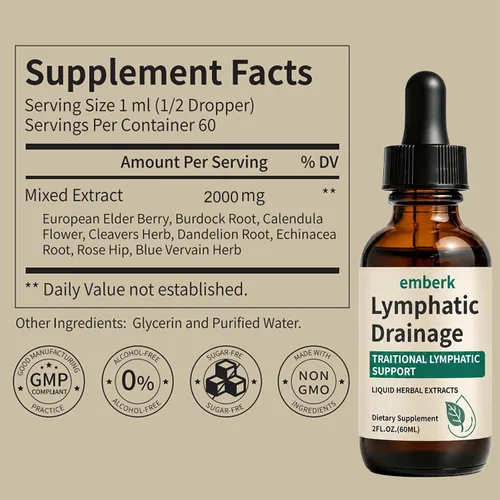 Vista 8 de Gotas de Drenaje Linfático, Mezcla Herbal de 2000mg con Saúco, Equinácea y Diente de León, – Apoya el Drenaje Linfático, Sistema Inmunológico