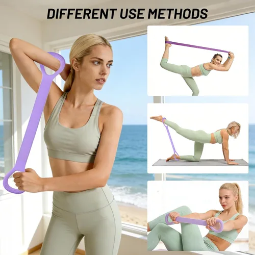 Vista 5 de Figura 8 bandas de ejercicio, banda de resistencia de 8 formas, juego de 3 bandas de resistencia para brazos con asas para entrenamiento, brazo