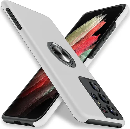 Vista 26 de JAME Funda para Samsung Galaxy S21 Ultra, Protector Delgado y Suave con Parachoques para Samsung S21 Ultra, con Soporte de Anillo Invisible y Atril