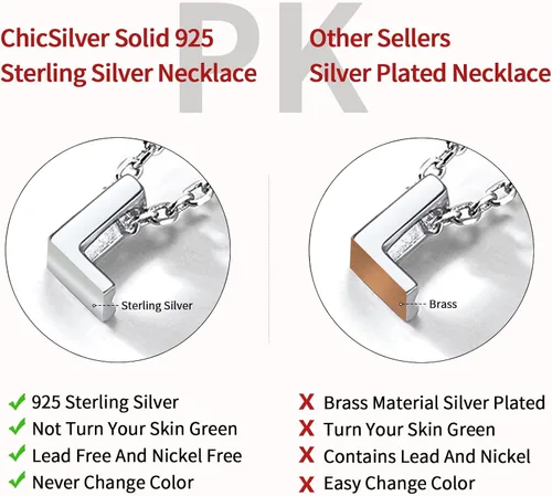 Vista 9 de ChicSilver - Collar de plata de ley 925 con inicial para mujeres y niñas, joyería de letras delicadas, para regalo personalizado (con caja de regalo)