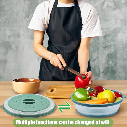 Vista 6 de Hoolerry Paquete de 4 cubiertas de silicona para salpicaduras de microondas para alimentos, juego de utensilios de cocina, cubierta para microondas