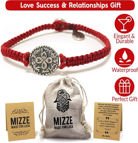Vista 4 de Red Macrame Love Bracelet with Sterling Silver Love Coin Charm Amulet - Sturdy & Elegant gift for Mom, Romantic Gift for Girlfriend or Lover