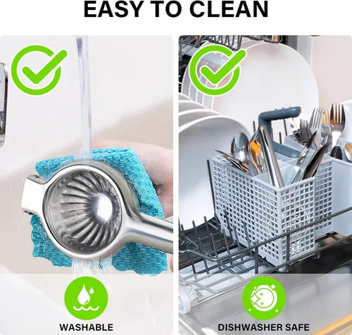 Vista 6 de Vakoo Exprimidor de limón - Exprimidor manual de cítricos de acero inoxidable extra grande, resistente, para limón y lima, máxima extracción