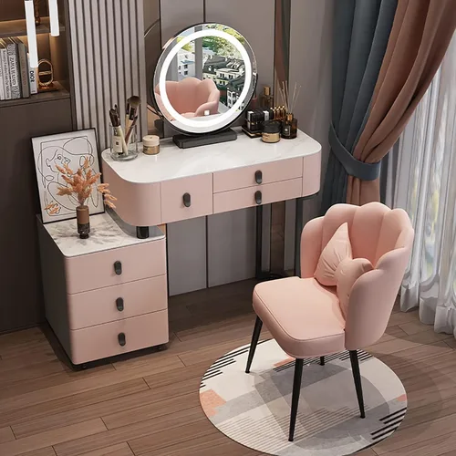 Vista 9 de Escritorio de tocador con espejo iluminado, mesa de tocador de maquillaje con luces, 3 modos de iluminación de color, brillo ajustable, mesa