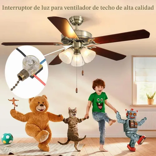 Vista 5 de Zing Ear ZE-110 - Interruptor de luz para ventilador de techo, interruptor de cadena de repuesto para lámpara de 3 cables, compatible