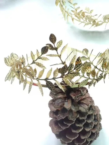Vista 3 de Diadema de corona de hojas doradas para novia, tiara nupcial, diadema para boda, graduación, festival, dama de honor, accesorios para el cabello