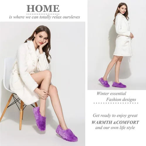 Vista 7 de Onmygogo Pantuflas peludas de invierno para mujer