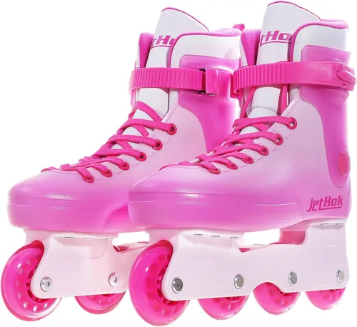 Vista 6 de Inlineskates - Patines en línea para mujeres y niñas, tamaño ajustable, freno extraíble, rodamientos ABEC-7, para patinaje en interiores