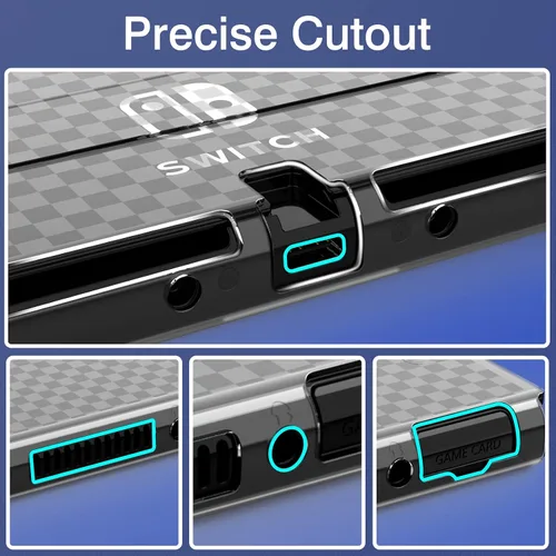 Vista 8 de Mooroer Switch OLED - Funda protectora acoplable mejorada para Nintendo Switch OLED con funda protectora de agarre de TPU suave y 6 tapas para pulgar