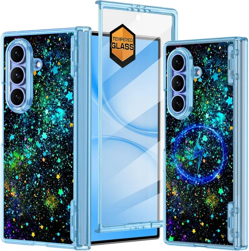Vista 20 de Hekodonk Funda para Galaxy Z Fold 6, compatible con MagSafe, brilla en la oscuridad, protector de pantalla frontal, soporte, protección de bisagra