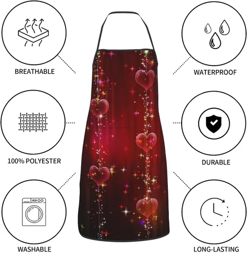 Vista 6 de Delantal con purpurina, delantales de cocina para hombres y mujeres, delantal de cocina delantal de chef delantal de jardín ajustable con 2 bolsillos