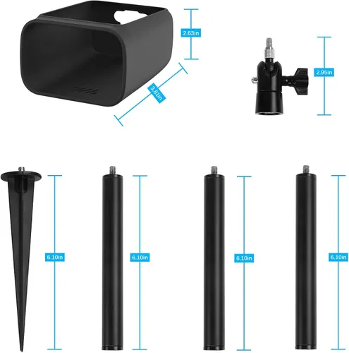 Vista 5 de HOLACA Estaca de montaje en poste y cubierta de silicona resistente a la intemperie para Eufy SoloCam S40/S230 solamente, apto para estaca en suelo