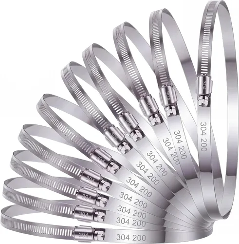 Vista 14 de Boao 4 abrazaderas ajustables de acero inoxidable 304 para conductos de 4 pulgadas, abrazadera de manguera de engranaje helicoidal para tubería