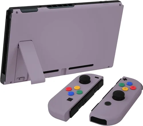 Vista 4 de eXtremeRate Soft Touch Grip Backplate for Nintendo Switch Console, NS Joycon Handheld Controller Housing with Colorful Buttons, DIY Replacement