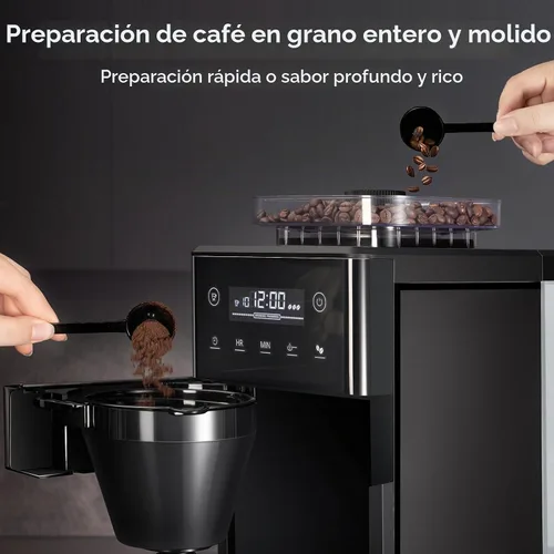 Vista 3 de Gevi Cafetera de 10 tazas para moler y preparar, pantalla táctil