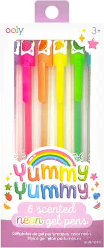 Vista 10 de Ooly Yummy Yummy - Juego de 6 bolígrafos de gel perfumados metálicos, con tinta de gel perfumada afrutada, escribe en papel negro, punta de 0.039