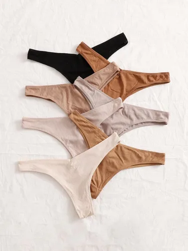 Vista 2 de SHENHE Ropa interior de 7 piezas para mujer tangas acanaladas de tiro bajo transpirables