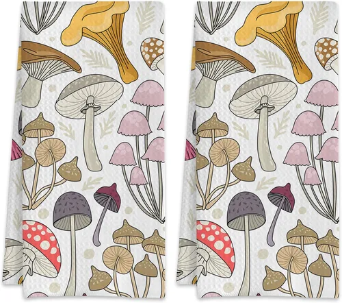 Vista 13 de Juego de 2 toallas de cocina abstractas bohemias florales de los años 70, toallas de mano de secado rápido para cocina, regalos para mujeres