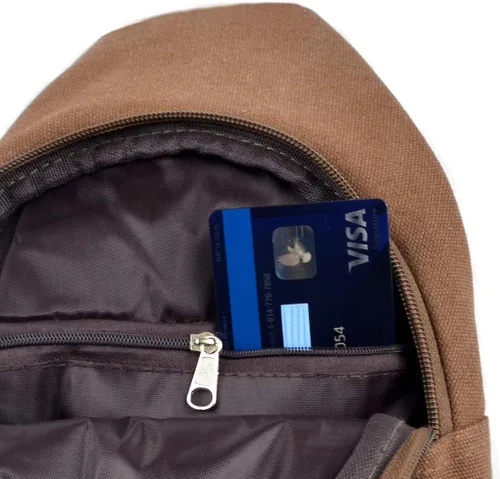 Vista 7 de WESTEND Bolso bandolera de lona con correa ajustable, mochila pequeña de viaje