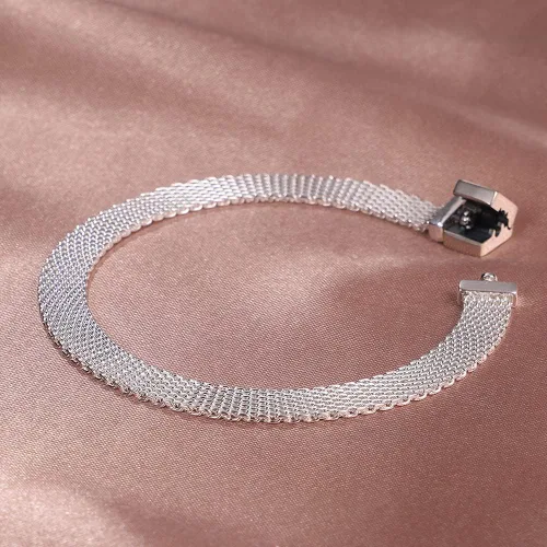 Vista 3 de KUNSIR Pulsera de joyería con dijes de clip de reflejos pulsera de joyería de plata de ley 925 regalo para mujer