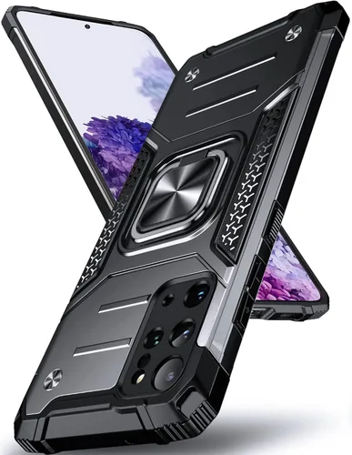 Vista 75 de DASFOND Diseñada para funda Galaxy S8 con soporte, anillo metálico giratorio mejorado de 360°, soporte kickstand de grado militar, resistente a