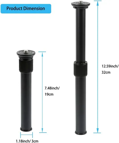 Vista 3 de Trípode Centro Columna Extensión Extensor Telescópica 2 Sección Polo Rod para Foto Studio Monopod Cámara DSLR