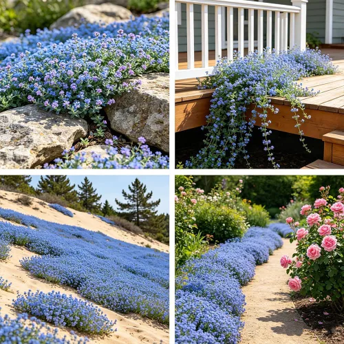 Vista 2 de Más de 22000 semillas de tomillo rastrero azul para plantar cubierta de suelo Magic Thymus Serpyllum Seed Heirloom Rocks Lawn Flower