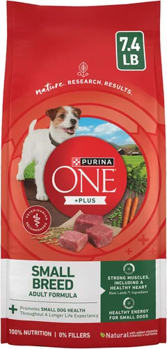 Vista 13 de Purina ONE Plus - Alimento seco para perros con fórmula de cordero y arroz de raza pequeña, bolsa de 3.8 libras