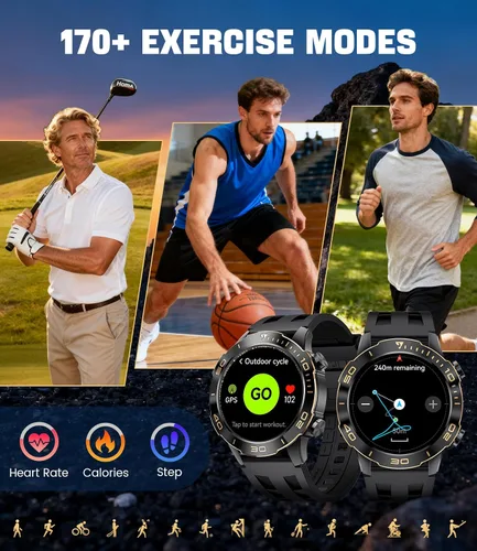 Vista 5 de Smart Watches for Men Luxury for Android iPhone/50 Day Battery,Fitness Watch with Heart Rate/Blood Pressure/Sleep Monitor,Men's Smartwatch Amoled