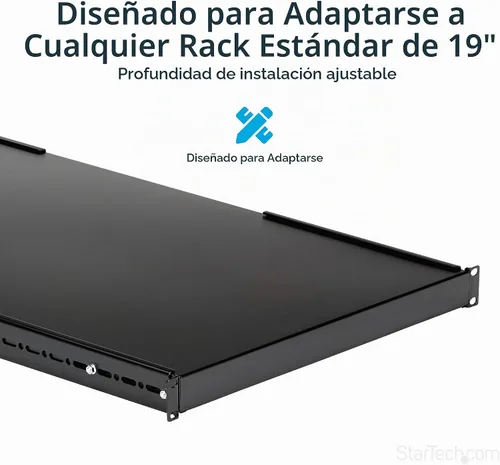Vista 3 de StarTech ADJSHELFHD - Estante de montaje en rack ajustable de 4 postes de 1U - 330 libras (330.7 lbs) - Profundidad de montaje ajustable de 19.5 a
