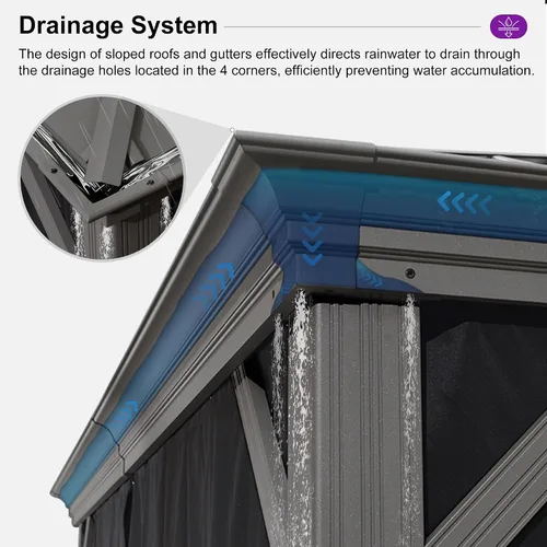 Vista 4 de PURPLE LEAF - Gazebo para exteriores de 10 x 12 pies, con sistema de drenaje