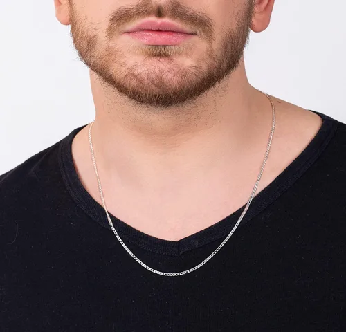 Vista 5 de Savlano Collar de cadena de eslabones cubanos de plata de ley 925 de 0.071in para hombres y mujeres, hecho en Italia, viene en caja de regalo, Plata