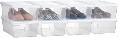 Vista 9 de novelinks Contenedores de almacenamiento de plástico transparente de 6 cuartos con tapas transparentes, caja apilable, contenedor organizador